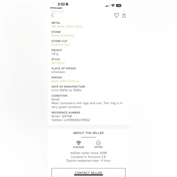 Vintage Art Deco Engagement Diamond Ring - Picture 8 of 8